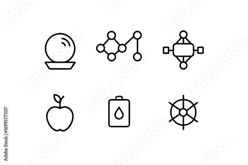 6 different metabolism icons line art vector 