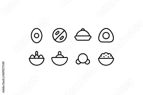 8 different meal plan icons line art vector 