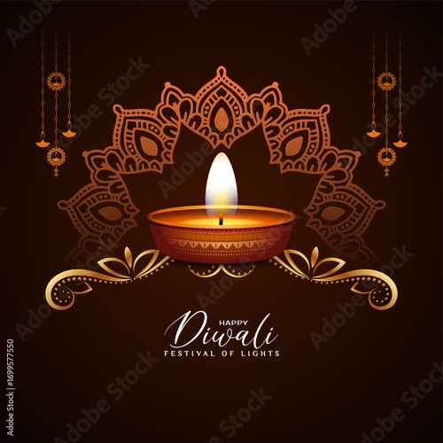 Elegant Happy Diwali Indian festival greeting card