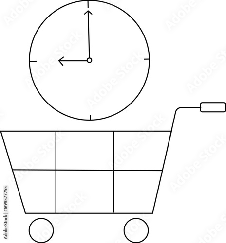 trolley icon and wall clock icon with white background