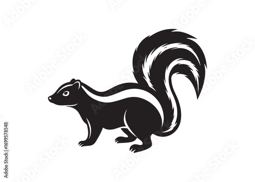 Skunk silhouette isolated vector illustration on white background.
