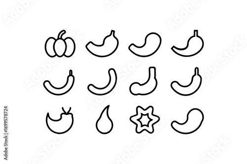 12 different digestive health icons line art vector