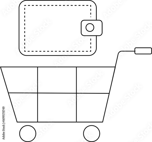 trolley icon and wallet icon with white background