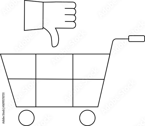 trolley icon and dislike icon with white background