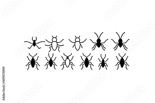 11 different crawling insect icons line art vector