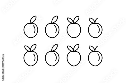 8 different apricot icons line art vector 