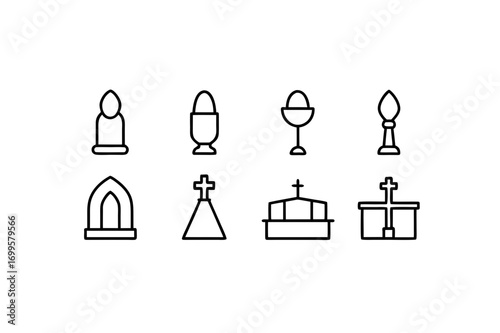 8 different altar setup icons line art vector 