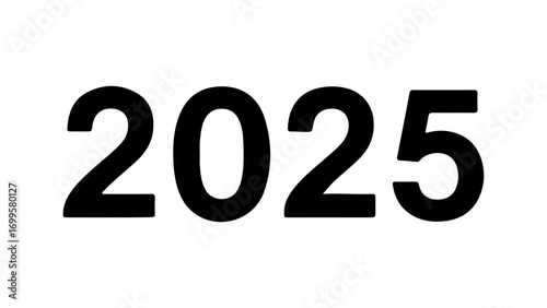 The year 2025 is displayed in bold black numerals on a white background.