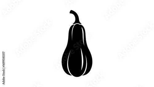 Simple black silhouette icon of a butternut squash vegetable 1.