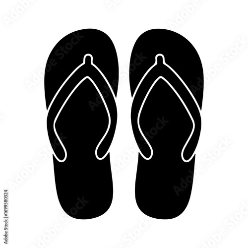 Simple black silhouette icon of a pair of flip flops 2.
