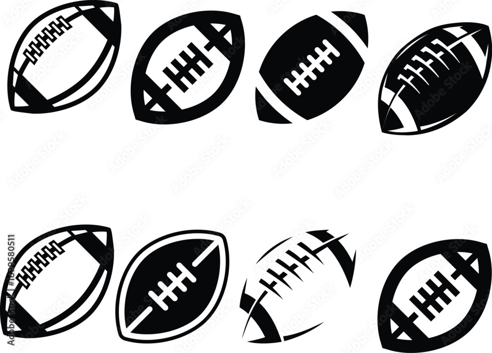 Fototapeta premium Ball stitching and laces silhouette vector sports symbol