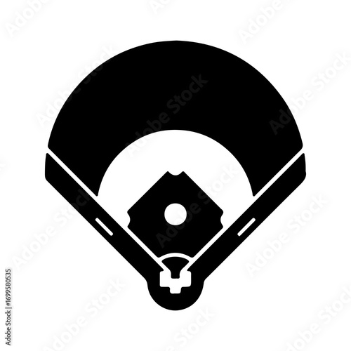 Simple black silhouette of a baseball field diamond.