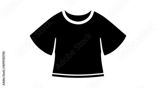 Simple black tshirt icon with white collar and hem 1.