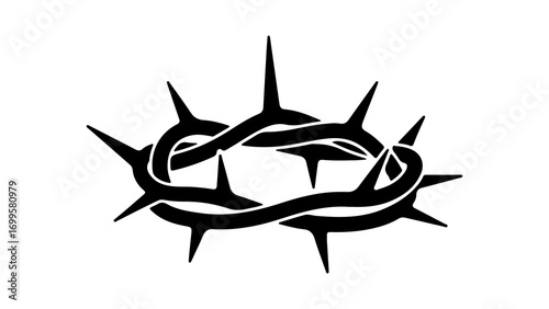 Stylized black and white vector illustration of the crown of thorns.