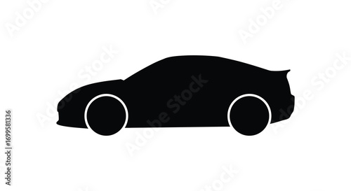 a simple silhouette of a car with circular wheels