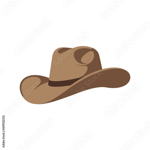 A digitally illustrated brown cowboy hat, showcasing a classic western style, perfect for designs related to the American West and country themes.