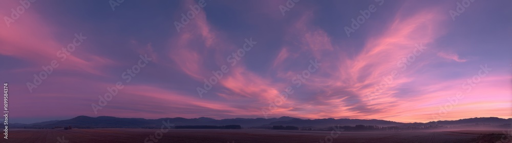 Fototapeta premium Stunning hdr panorama sunset over landscape