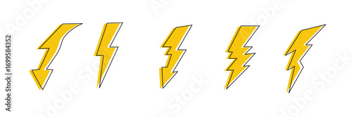 Lightning icon set. Thunderbolt. Vector