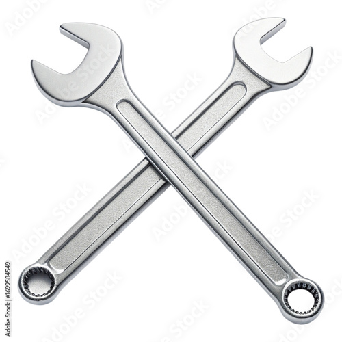 Two silver wrenches crossed on a black background creating an x shape with visible details of the tools created with generated ai