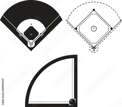 Baseball ground with bases vector illustration