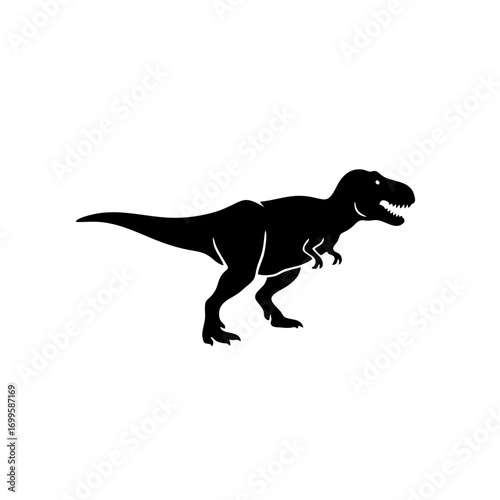 Classic Jurassic-style T-rex Logo, Simplified Silhouette