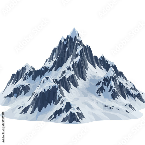 Snowy Mountain Range with Jagged Peaks and Glacial Ice.