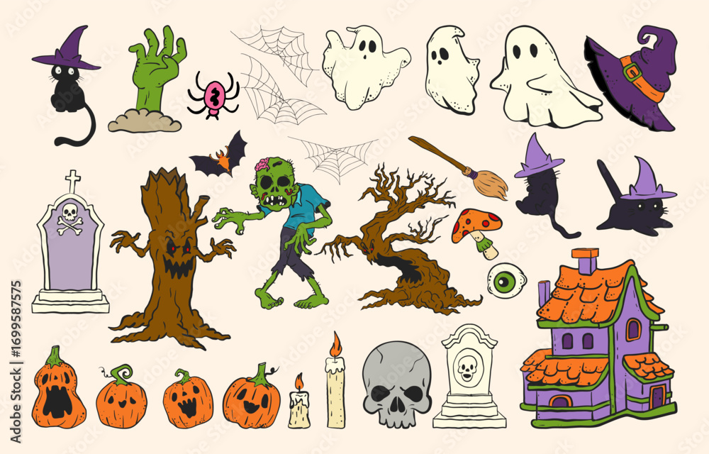 Fototapeta premium halloween elements with scary concept
