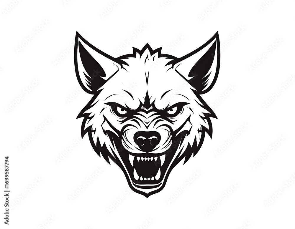 Obraz premium Ferocious Wolf Head Vector Illustration with Intricate Details