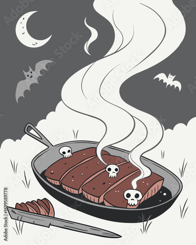 Spooky Halloween Dinner with Skulls and Bats