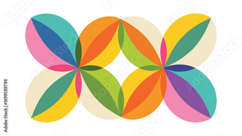 Vector art of colorful overlapping petals for a floral design