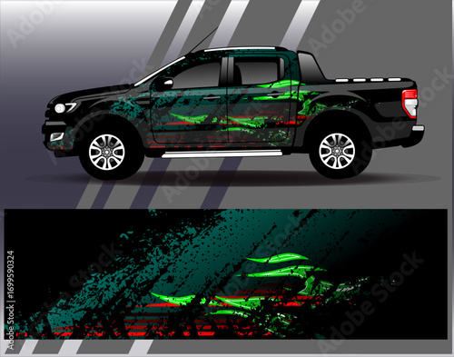 Car wrap design vector. Graphic abstract stripe racing background designs for vehicle, rally, race, adventure and car racing livery