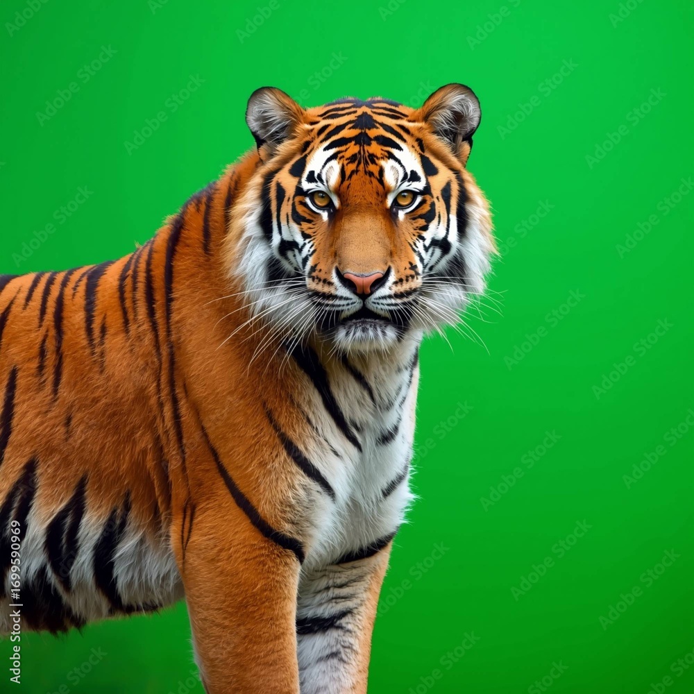 Obraz premium Harimau Duduk Menatap Kamera