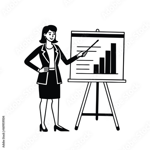 business woman in front of a whiteboard