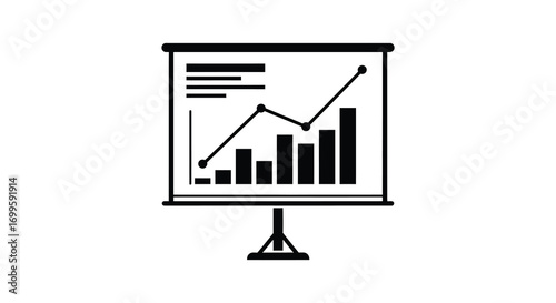 a presentation board displaying graphs and data trends analysis