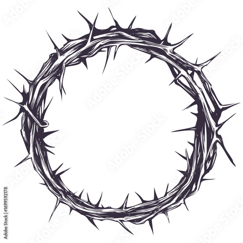 crown of thorns, easter religious symbol of Christianity hand drawn vector illustration sketch
