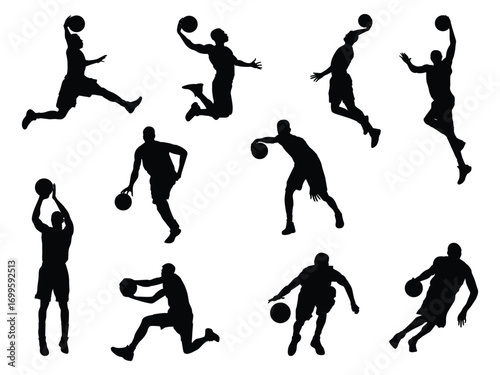 Basketball silhouette set.
