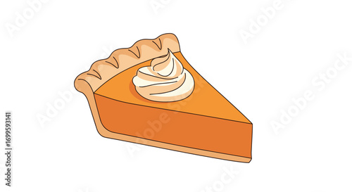 Delicious slice of pumpkin pie with whipped cream topping perfect for autumn celebrations