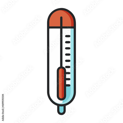 Simple flat design icon of a thermometer measuring temperature