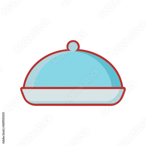 Simple icon of a covered food serving dish with a blue dome