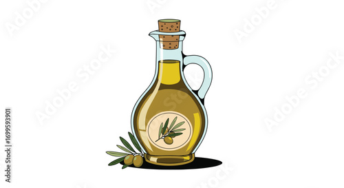 High quality extra virgin olive oil with fresh olives and leaves perfect for healthy cooking and mediterranean diets