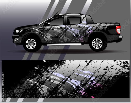Car wrap design vector. Graphic abstract stripe racing background designs for vehicle, rally, race, adventure and car racing livery