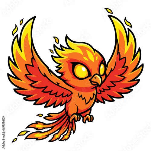 cartoon phoenix bird flying orange yellow clip art preview
