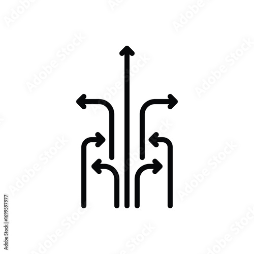 Black line icon for simplified process