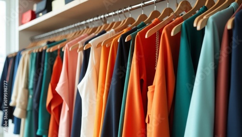 Wallpaper Mural Colorful Clothes on Hangers in Fashion Store – Modern Retail Shopping Background Torontodigital.ca