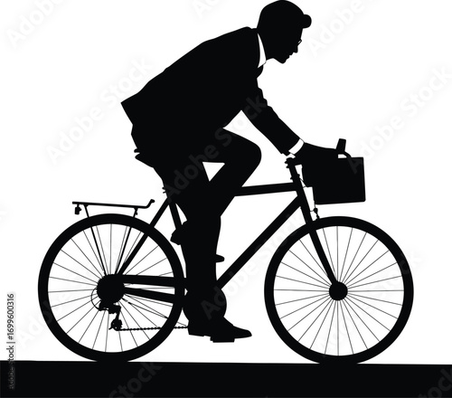 Silhouette of a professional man actively riding a bicycle outdoors