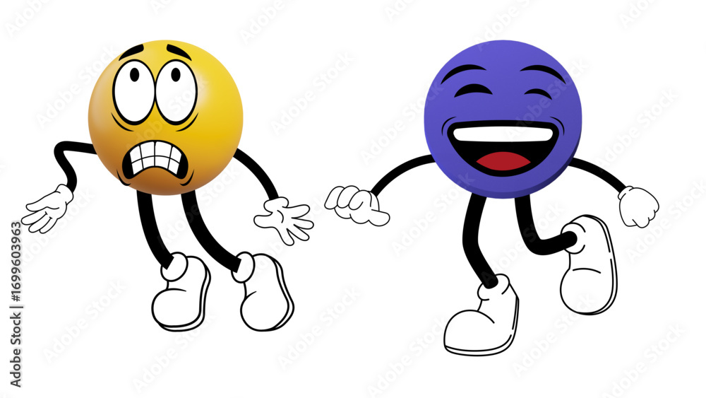 Fototapeta premium set of 3D illustrations of cute emoji emoticons