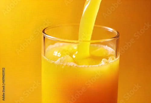 Refreshing orange juice being poured into a glass, a vibrant and healthy beverage option for any occasion