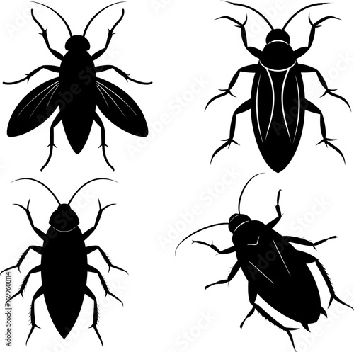 cockroach silhouette vector, Black silhouette of cockroach vector bundle logo illustration set, cockroach  art, cockroach  vector illustration