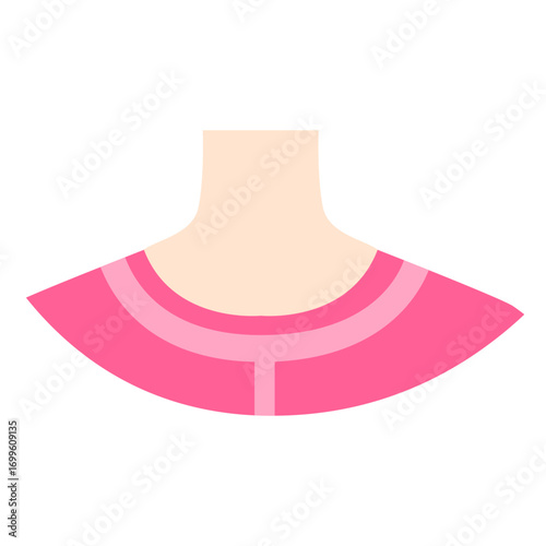 Neck with pink collar, stylized clothing element perfect for character or fashion illustrations.


