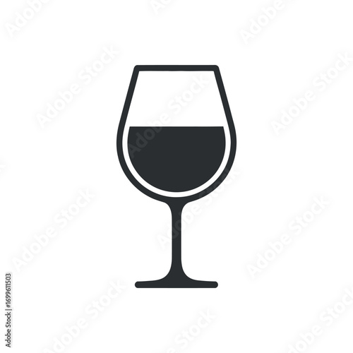 Elegant Wine Glass Icon with Liquid Fill for Beverage Concepts and Restaurant Menus on Transparent Vector